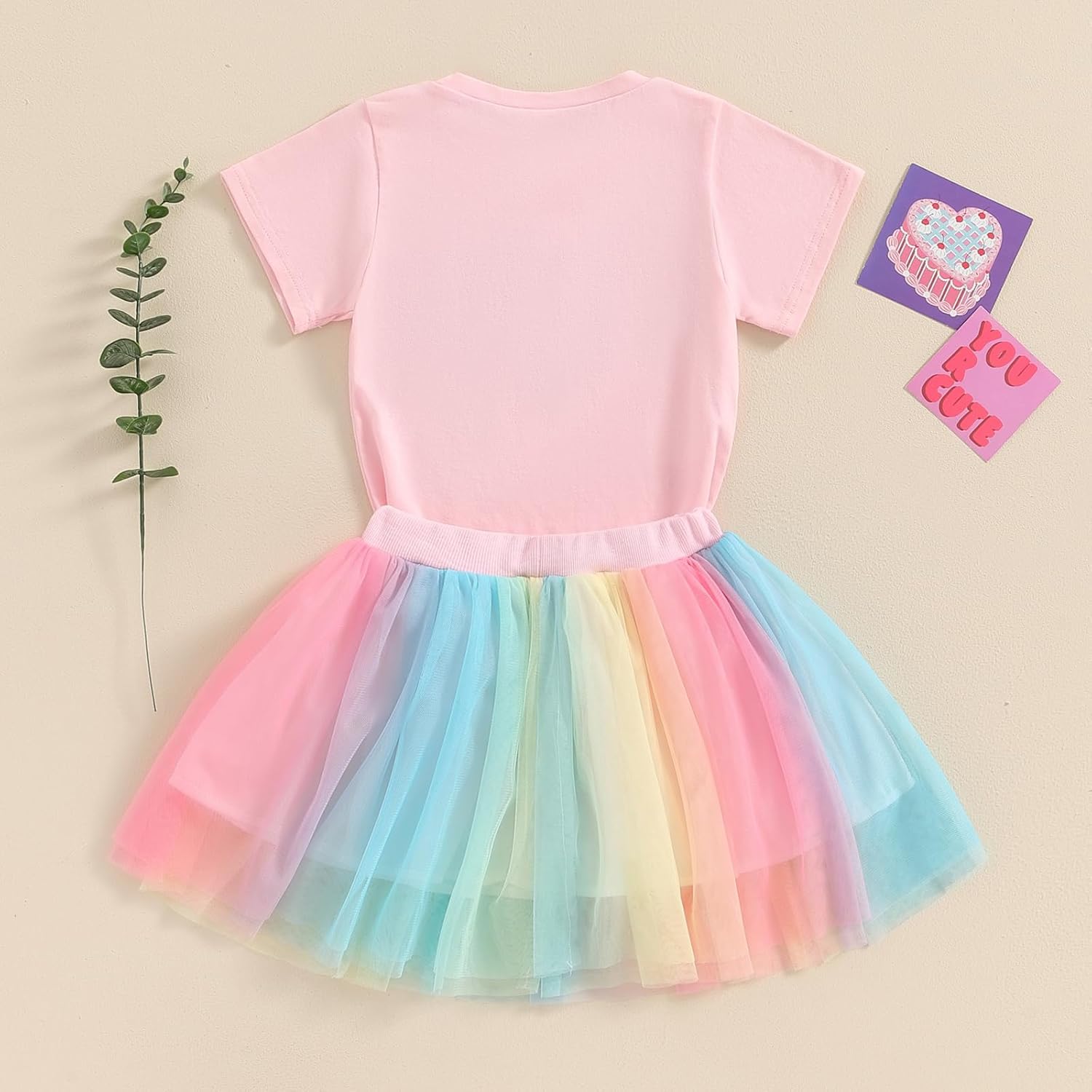 Muasaaluxi Toddler Baby Girl Birthday Outfit Two/Three/Four/Five/Six Embroidery T-shirt Colorful Tutu Skirts Summer Clothes - Image 7