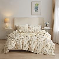 Vista 60 de VM VOUGEMARKET Linda funda de edredón de fresa tamaño matrimonial, juego de ropa de cama de frutas 3 piezas, funda de colcha de algodón color crema