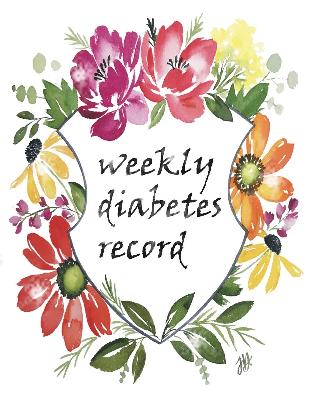 Weekly Diabetes Record: Flower Cover, Enough For 106 Weeks or 2 Years, Blood Sugar / Insulin Dose & Grams Carb Tracker, 4 Time Before-After (Breakfast, Lunch, Dinner, Bedtime)