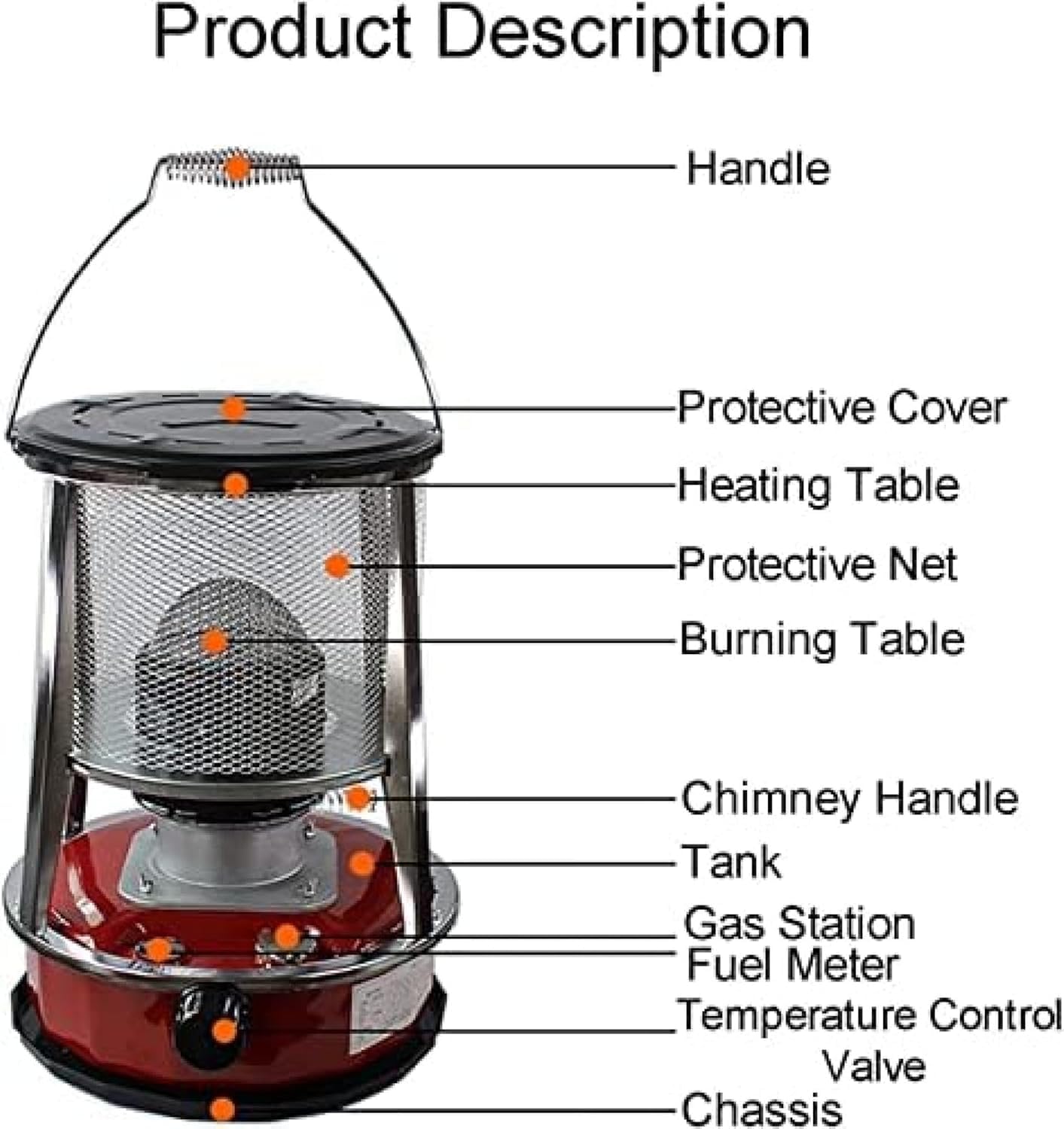 Chauffage à convection au kérosène, réchaud non électrique portable pour le camping, chauffage à huile à flamme réglable pour l'hiver et l'extérieur, solution de chauffage intérieur efficace