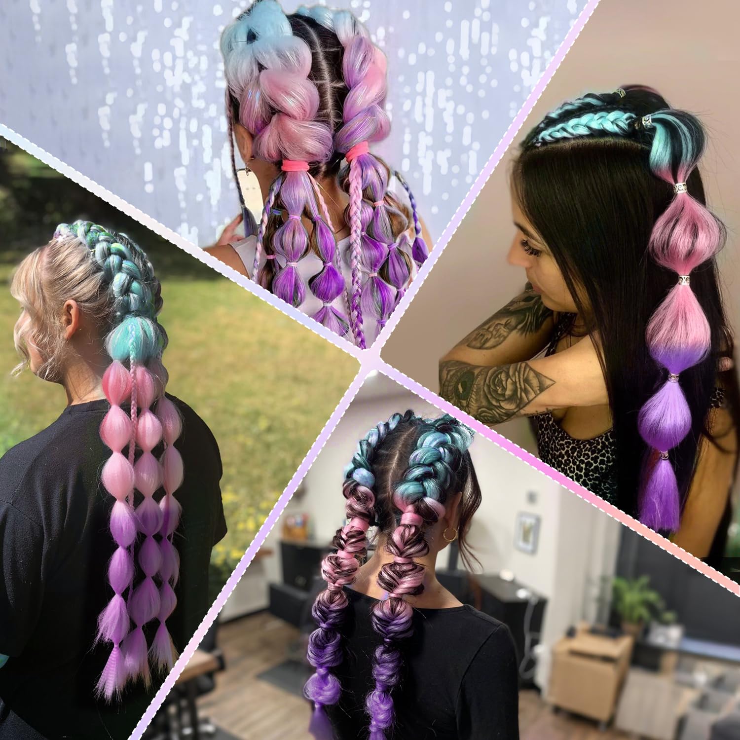 Ponytail Extensions for Braiding 26 Inch Colored Ombre Synthetic Hair with Hair Tie, Festival Party Hairpiece (X32) - Image 4