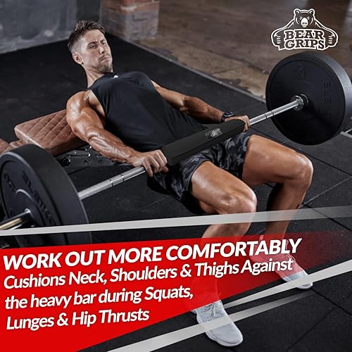 Miniatura 6 de Bear Grips Almohadilla de barra para empujes de cadera, cojín para sentadillas, almohadilla de barra de gimnasio, juego de almohadillas de barra,