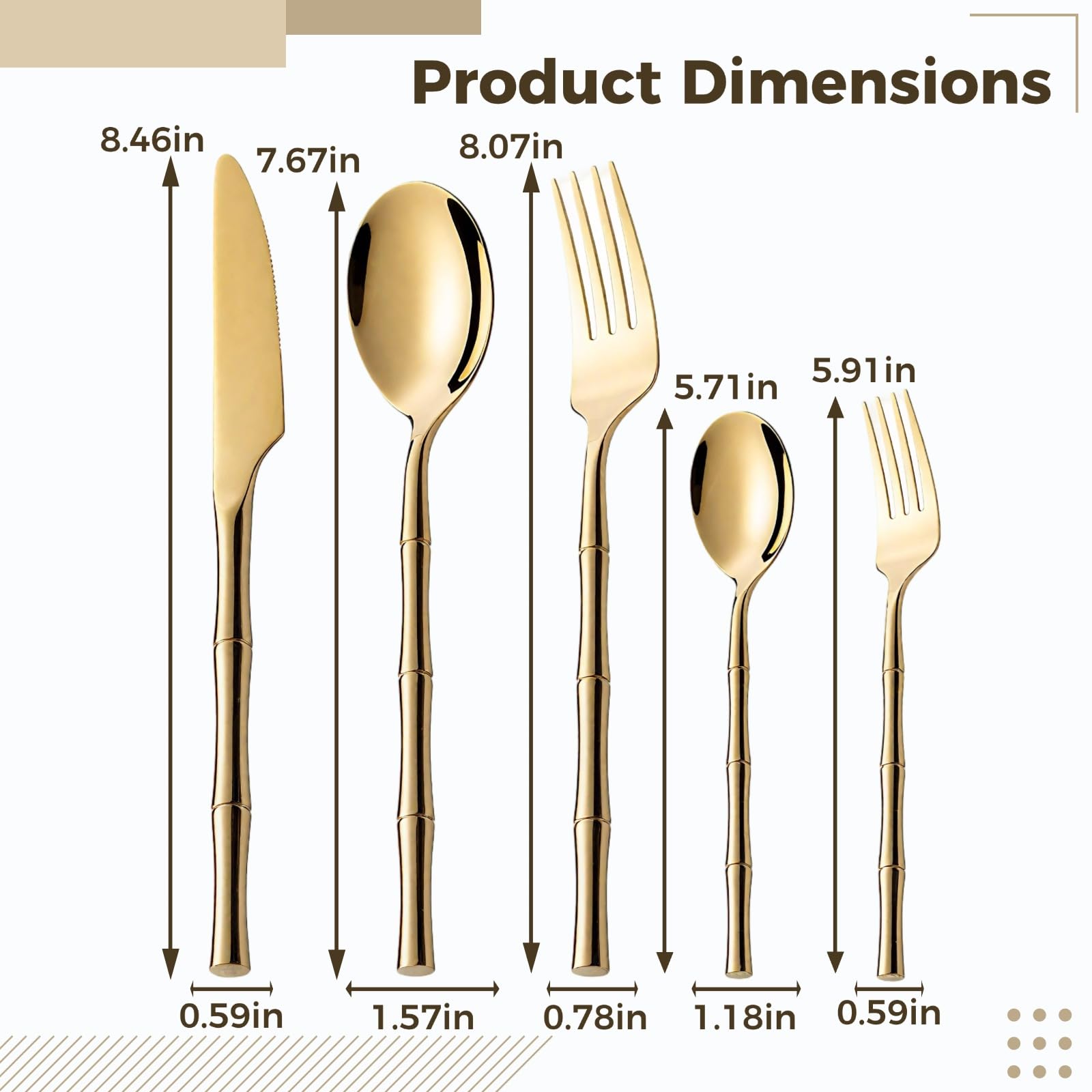 20-teiliges goldfarbenes Besteckset mit Holzgriff, Utensilienset aus 304 Edelstahl, inklusive Tafelmessern, Gabeln und Löffeln, spiegelpoliert, elegantes Tafelservice für 4 Personen