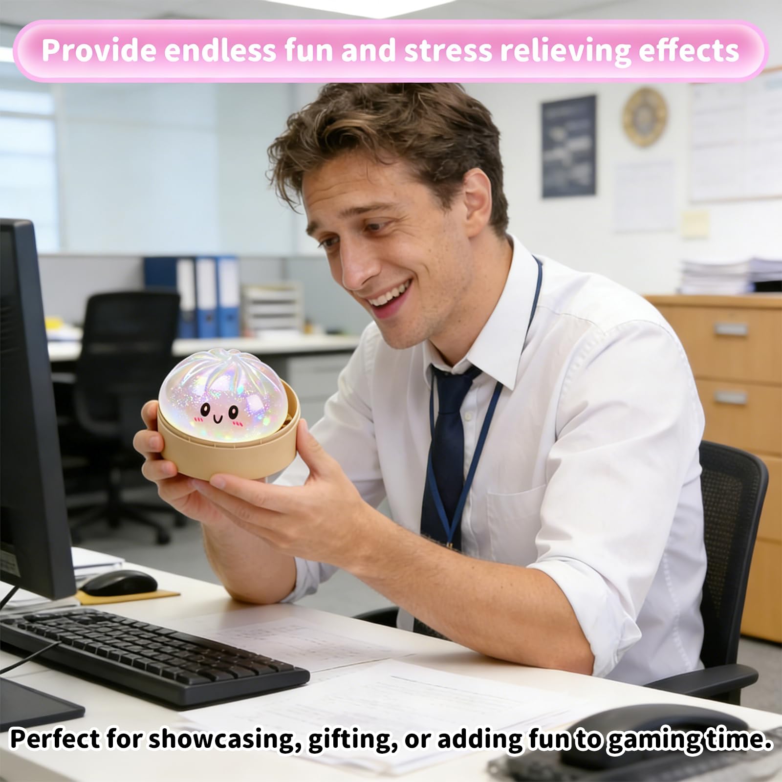 Dumpling Squishy Glitter Mystery,Dumpling Squishy, Wirkt angstlösend und hat eine schnelle Wirkungserholung, Decompression Dough for Adults - 3