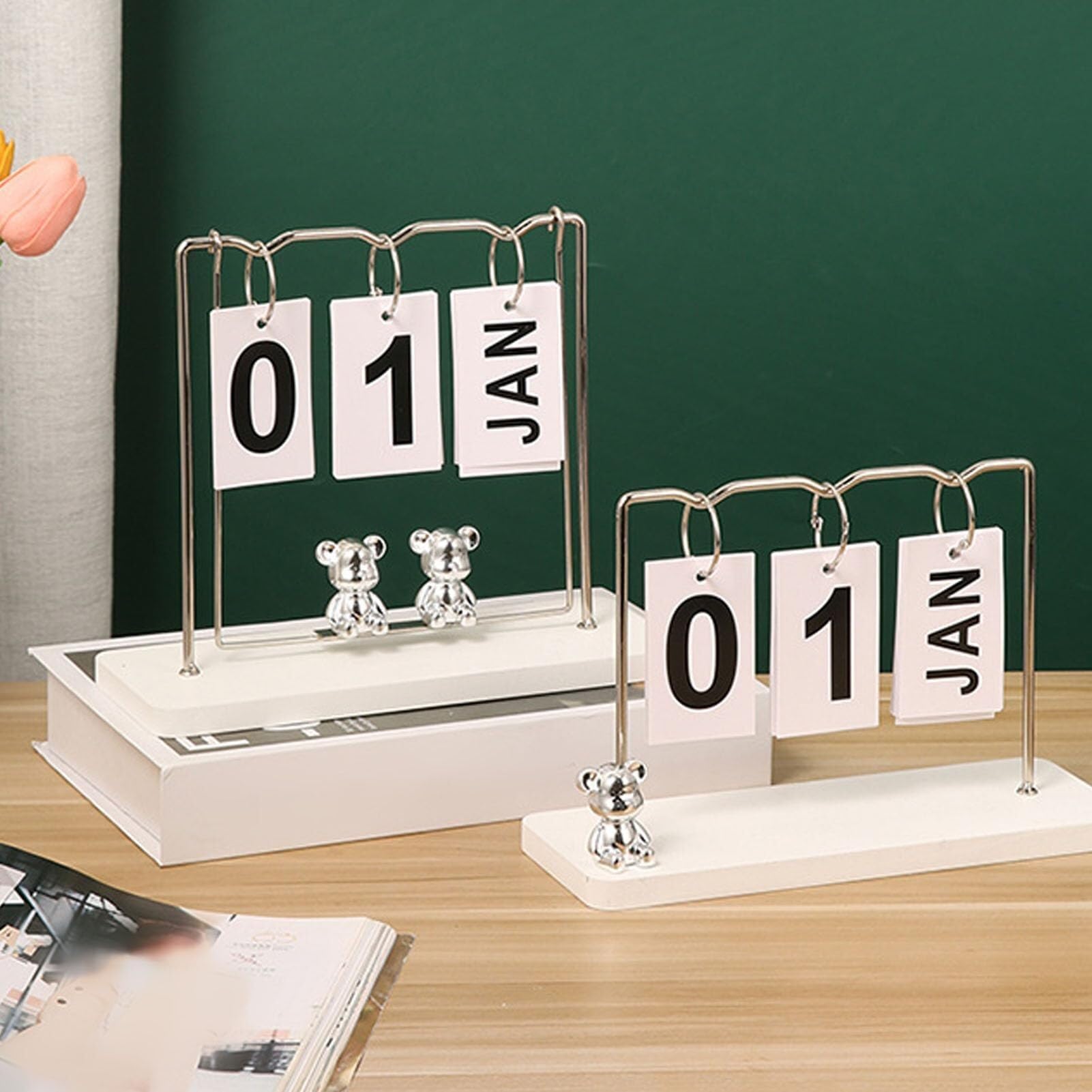 Tischkalender, stehend, aufklappbar, ewiger Kalender mit großem Display für Schreibtisch, Büro oder Kabine