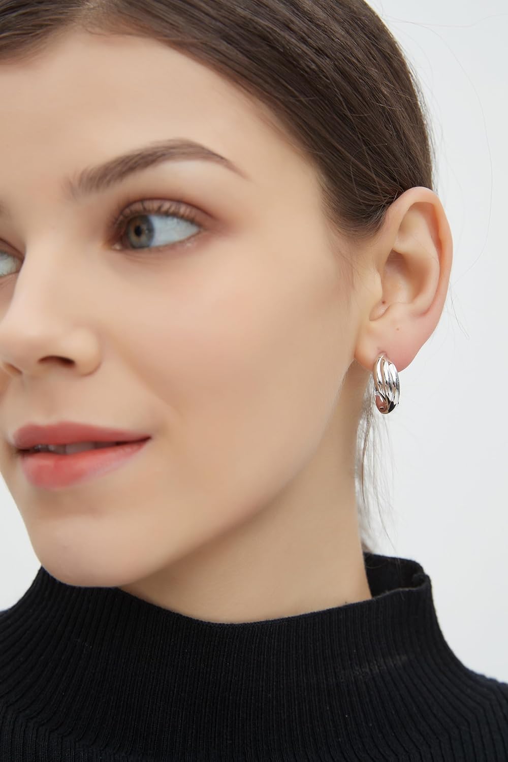 18K Gold/Rhodium Plated 925 Sterling Silver Twisted Hoop Earrings | Open Triple Hoop Earrings | Chunky Gold Hoops for Women Trendy - Image 3