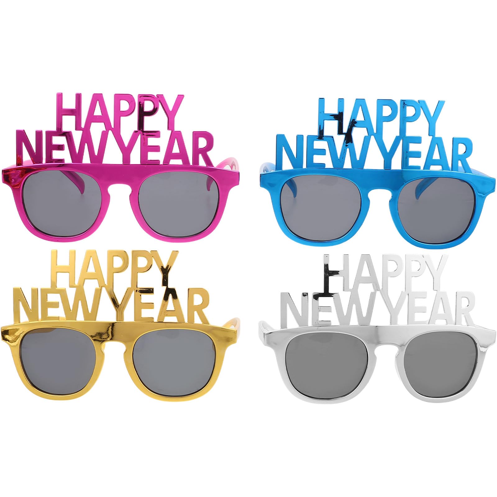 Lurrose 4 gafas de sol de Feliz Año Nuevo, accesorios para fotos de fiesta