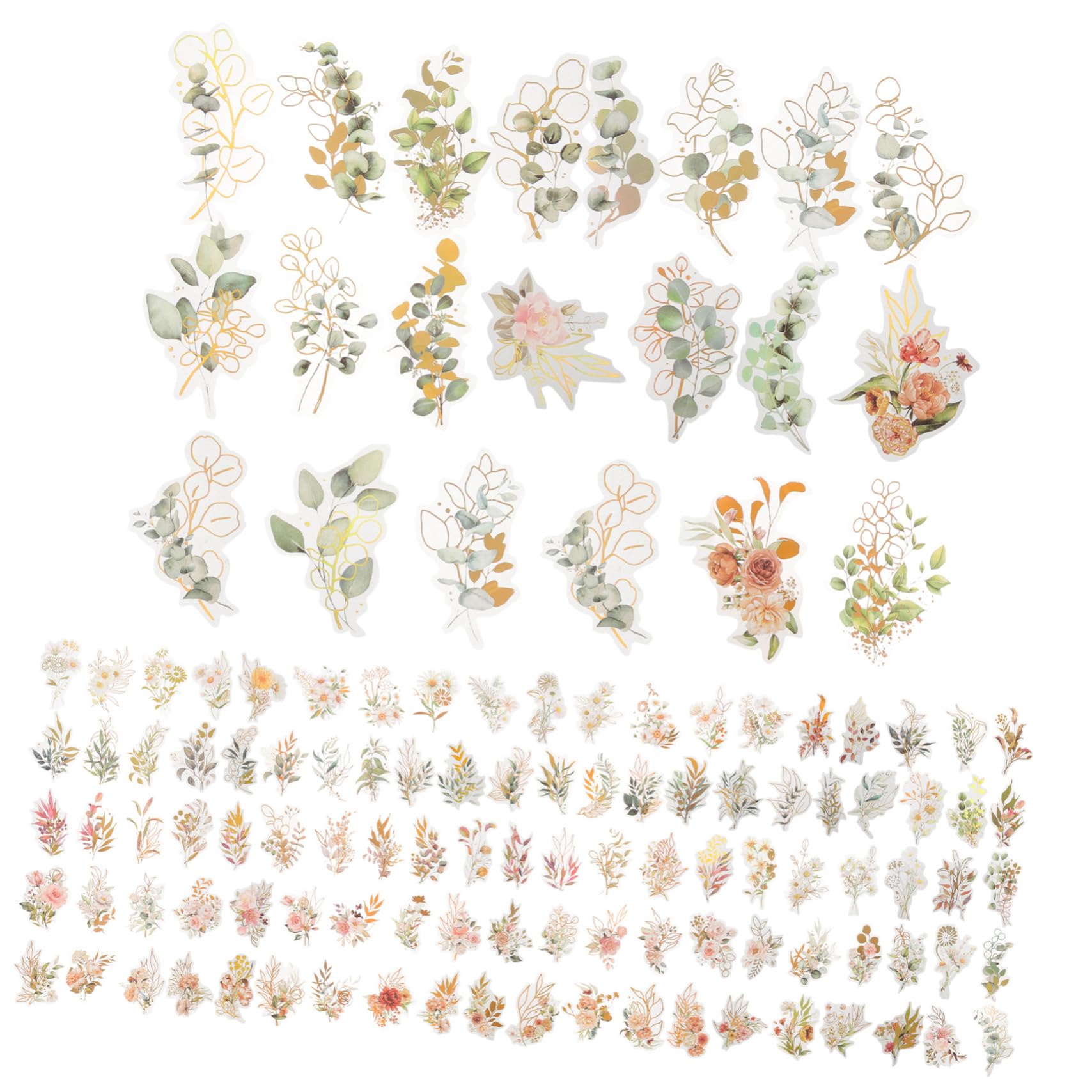 Housoutil 5 Series Pegatinas De Scrapbooking De Flores Y Plantas Holográficas Para Manualidades Y Decoración De Álbumes De Diy Adornos Para Fotos Y Diarios 240 Piezas X 5