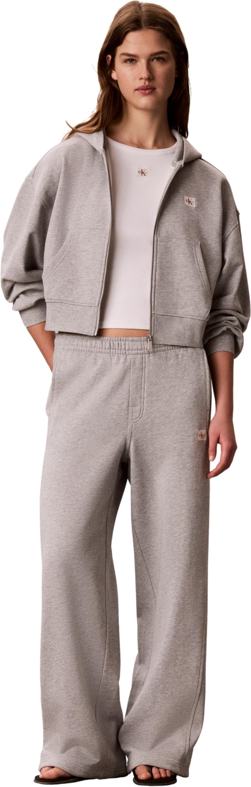 Calvin Klein A- French Terry Badge Logo Pant Lv047c249g - Spodnie dresowe Kobiety