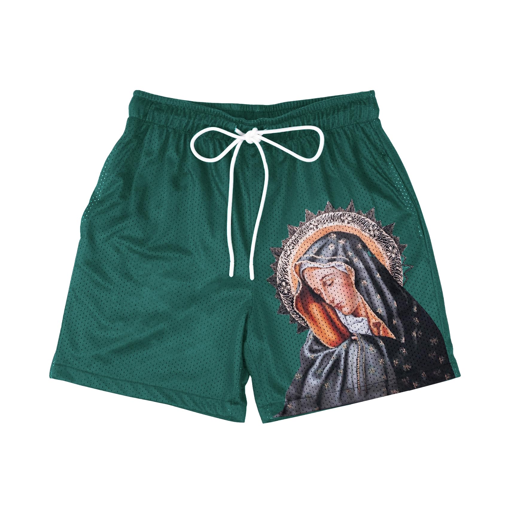 DIOTSR Mens Retro Casual Graphic Shorts Elastic Waistband Streetwear Athletic Basketball Running Active Shorts