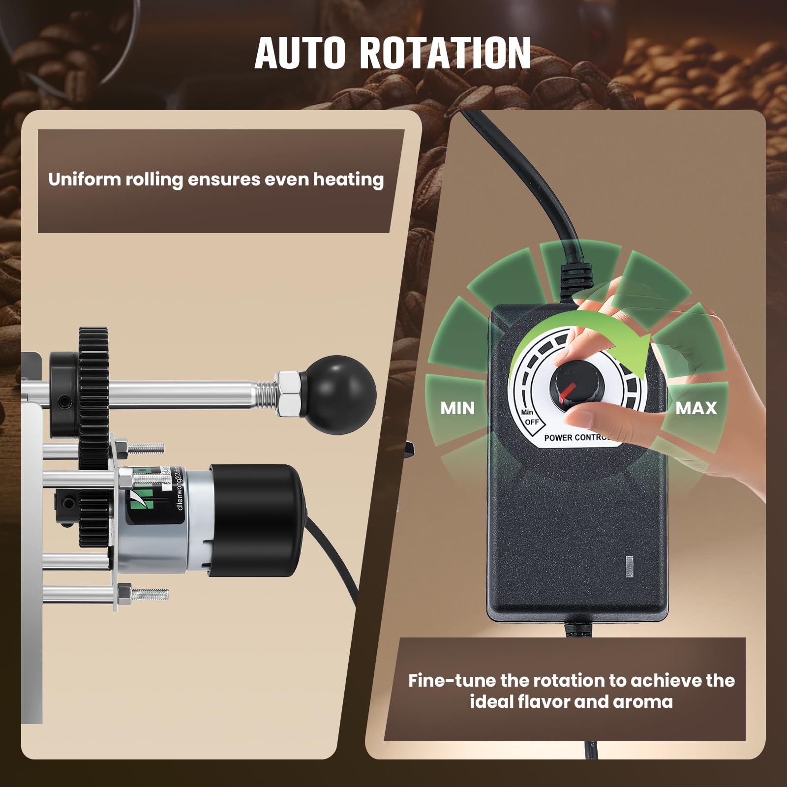 Huanyu Kaffeeröster mit Kaffeebohnenkühler 500g Kapazität Kaffeeröster Maschine Edelstahl Elektrischer Kaffeebohnenröster Multifunktionaler Röster für Erdnüsse und Körner