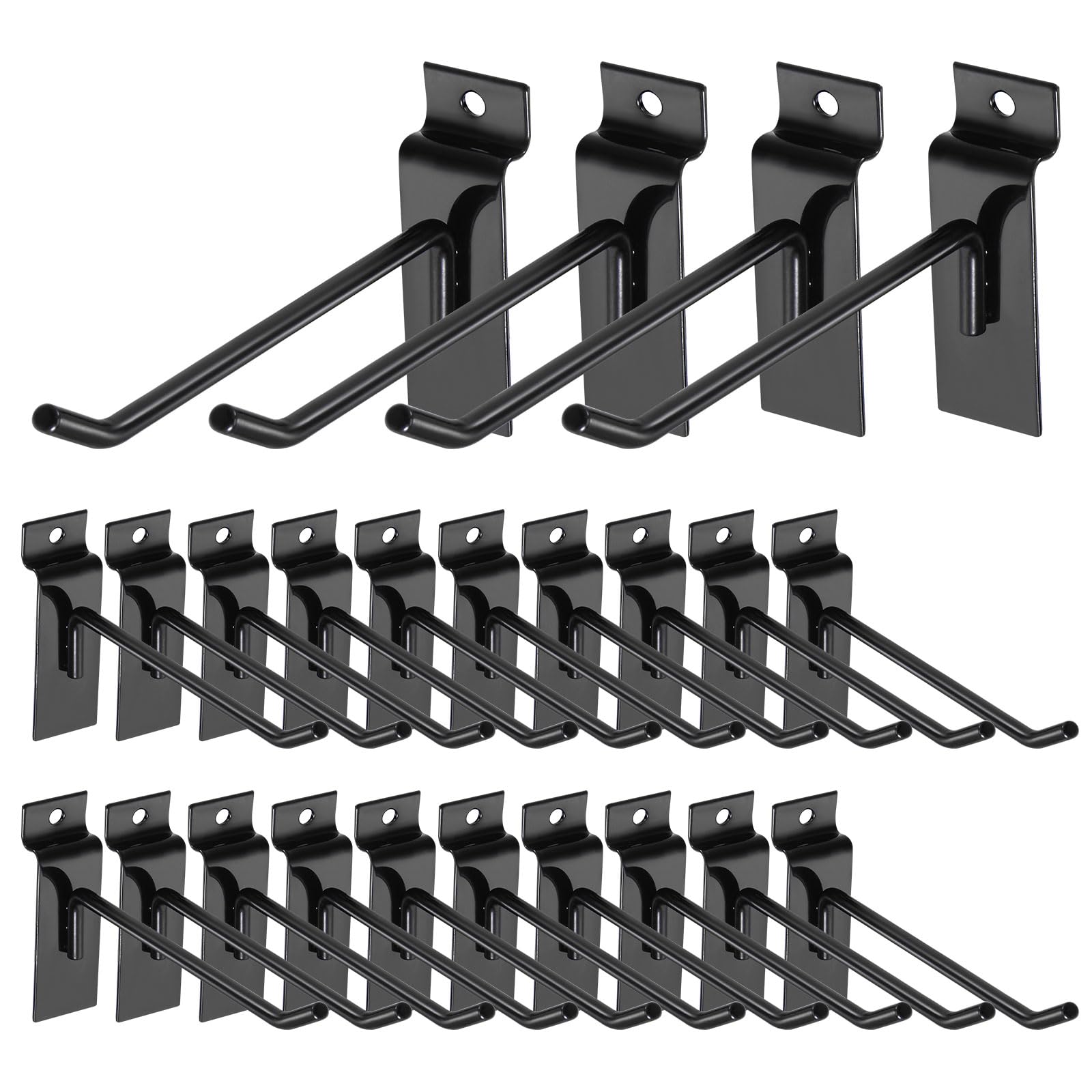 QUARKZMAN 24pz Doga Parete Ganci 6" Lunghezza Metallo Pannello Pannello Display Parete Appeso Gancio e Appendiabiti, Nero Pannello Pannello Sospeso Gancio, Nero