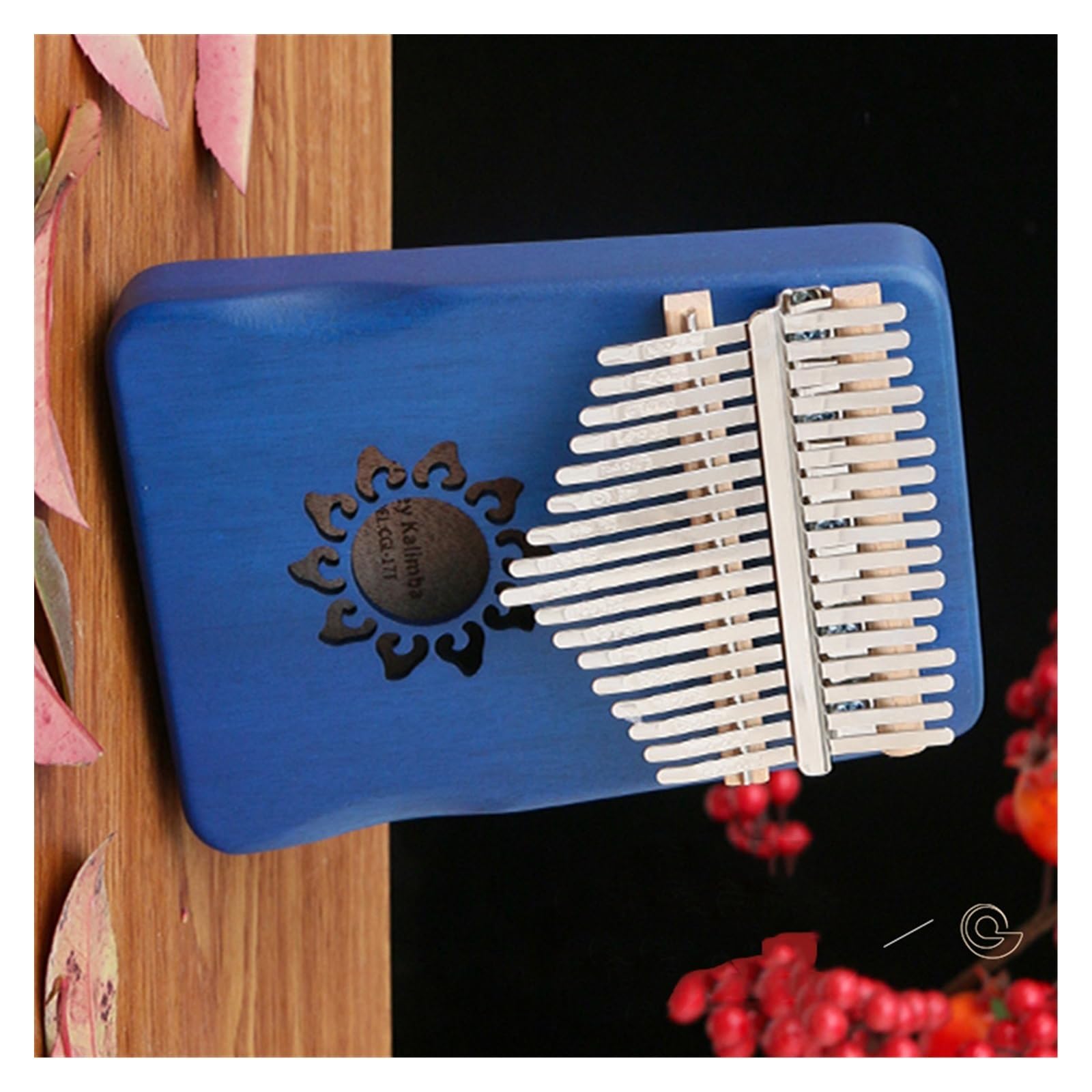 kalimba mini Chromatyczne 17-tonowe pianino kciukowe Kalimba Kalimba przenośne pianino palcowe dla początkujących przenośne ochraniacze dłoni w kolorze królewskiego błękitu