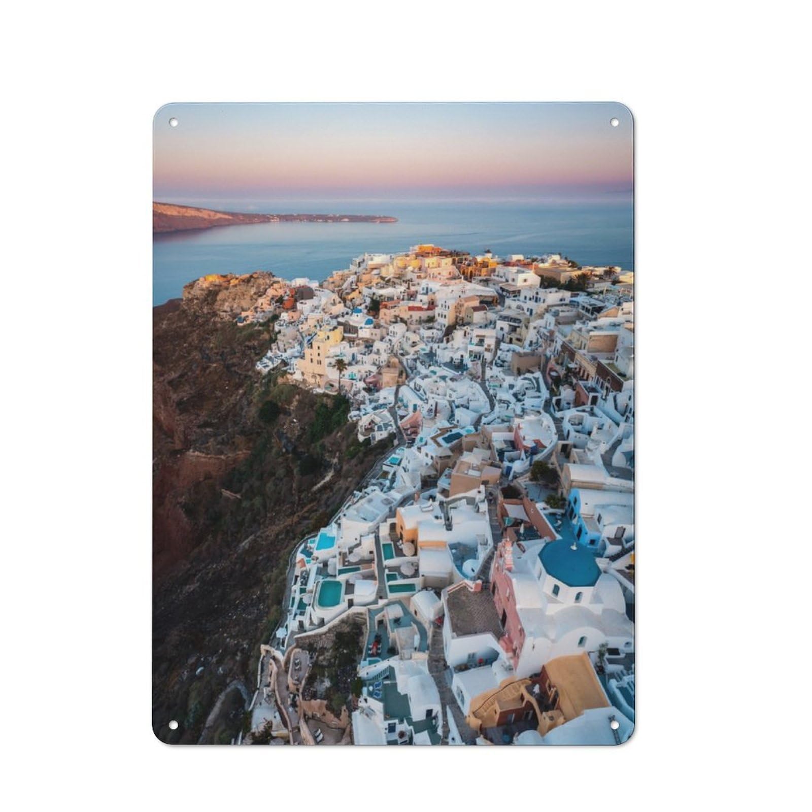 Junmoney Oia Santorini Aerial View Retro Tin Sign 40X30cm For Workshop Wall, For Collectors Of Retro Metal Wall Decor