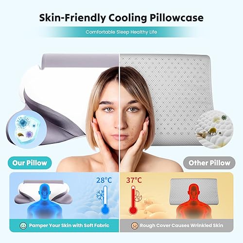 Miniatura 3 de Smug Almohada cervical para el cuello para dormir, almohada ergonómica de espuma viscoelástica con ranura para reposabrazos y funda de almohada