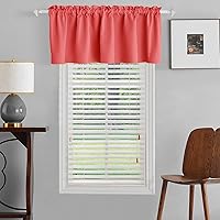 Vista 8 de Cortinas de cenefa coral para dormitorio, con aislamiento térmico, cenefa de ventana de coral de 18 pulgadas de largo, cenefas cortas con ojales