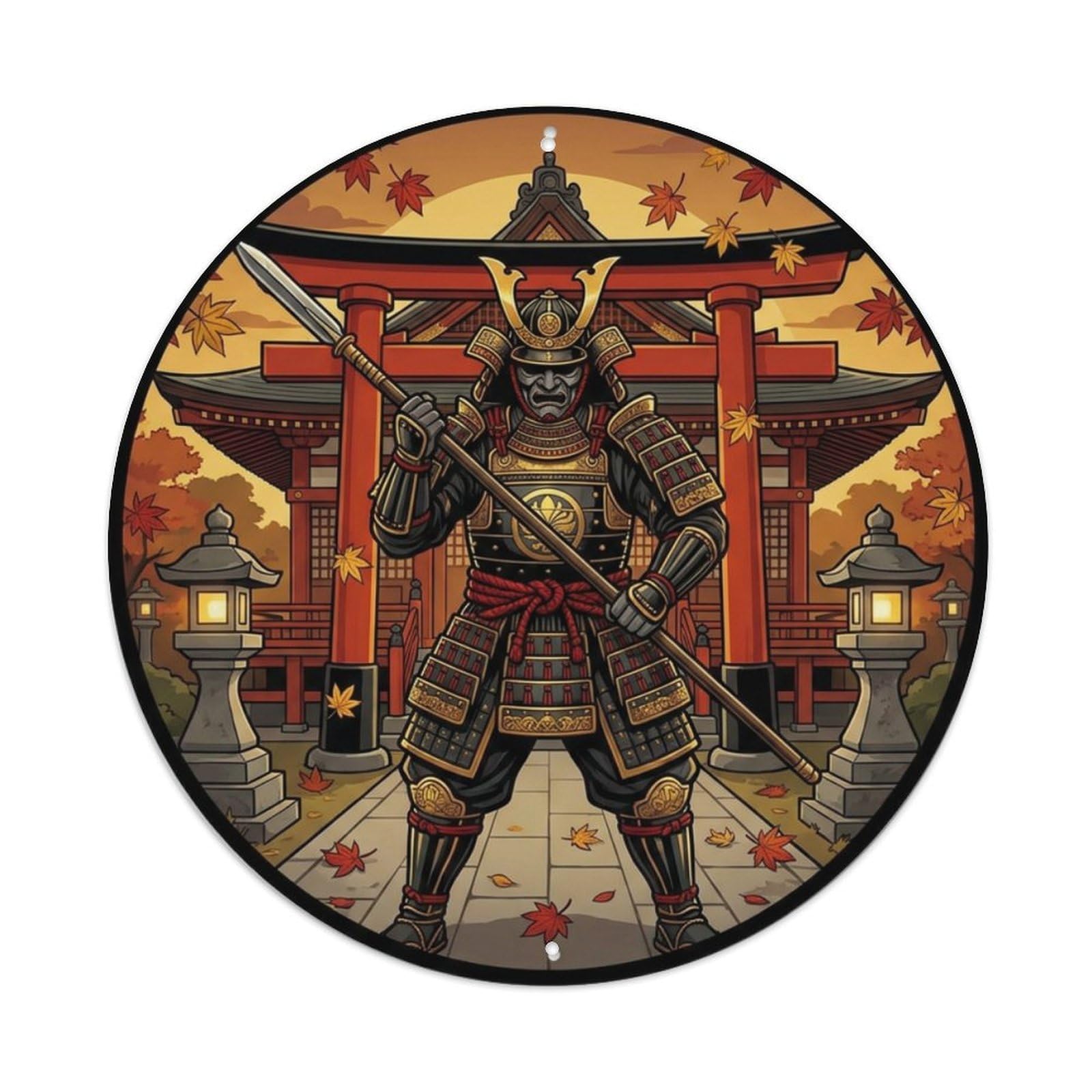 Cwbufd Vintage Style Feudal Guardian Shrine Vintage Warrior Metal Sign Vintage Metal Tin Sign Plaque Wall Decor For Cafe, Club Bar, Office, Garden Metal Poster 8X8inch
