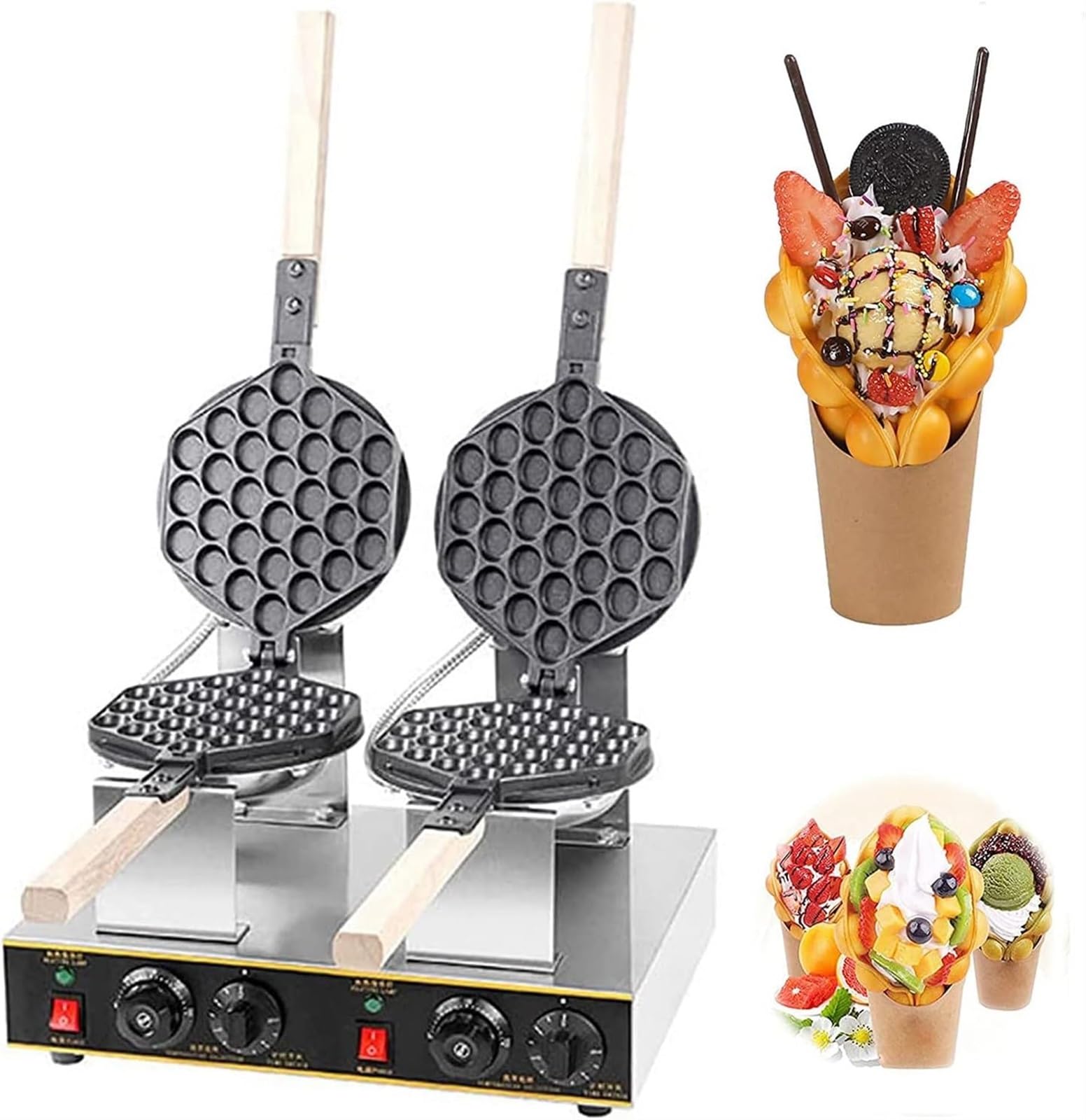 Aioneer Professional Bubble Waffle Maker,Electric Non Stick Egg Waffle Machine, Adjustable, For Home Commercial Use