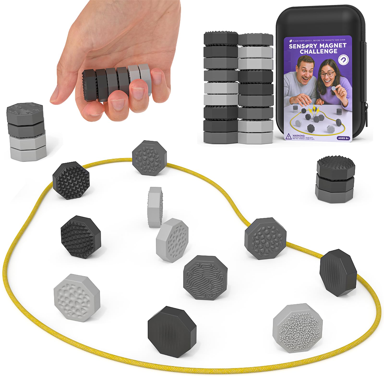 Silicone Magnetic Chess Game with Sting & 18 Sensory Fidget Stones Toys, Portable Multiplayer Magnet Game