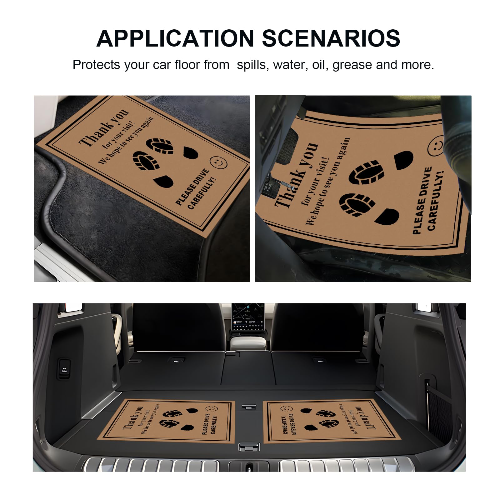 MTRPS 50 PCS Car Paper Floor Mats 16 x 20 Inch Disposable Auto Carpet Pads with Footprint Words — view 5