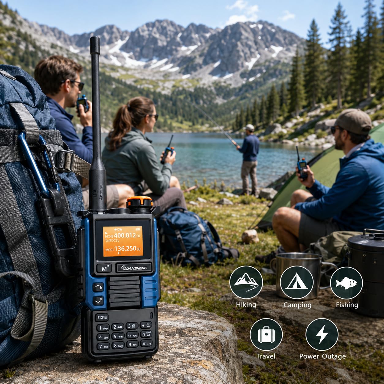 Quansheng UVK5(99) AM/FM/DTMF Walkie-Talkie 200CH 20-1000MHZ Walkie-Talkie NOAA Weather Forecast with Flash Copy Frequency Tpye-C LCD Display for Hiking Camping Travel Two-Way Radio (Blue)