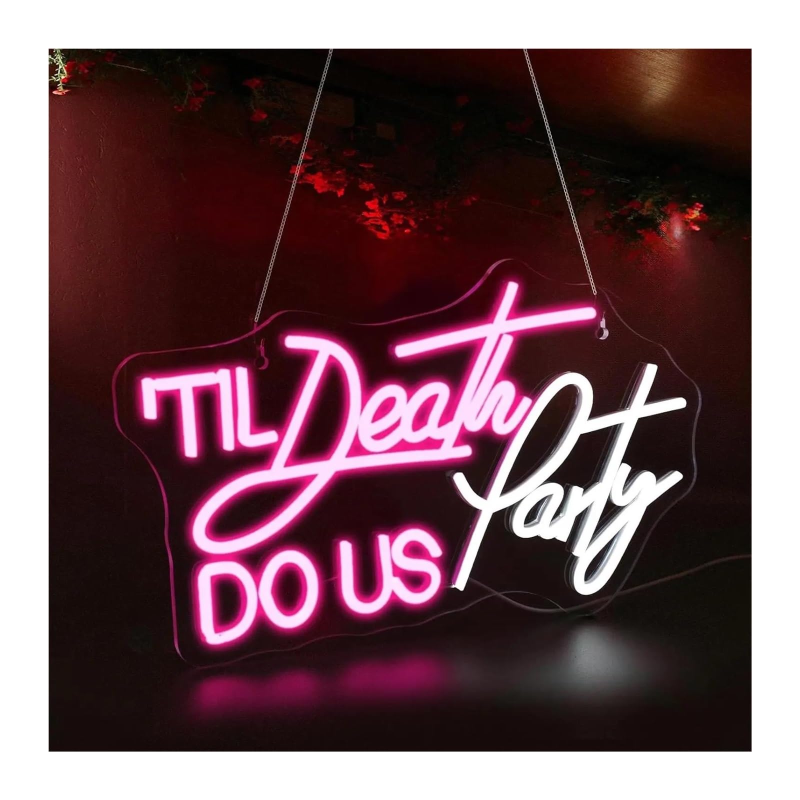 Decoración Lámparas Letreros De Neón Con Luz USB Til Death Do Us Party Regulables, Para Dormitorio, Club, Fiesta, Bar, Boda, Hogar, Decoración De Pared, 42cmx25cm