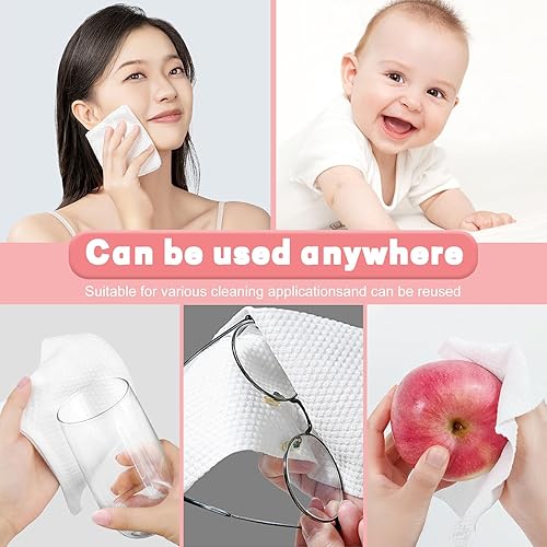 Miniatura 5 de 100 toallas faciales desechables, paños ultra suaves y gruesos, toallas faciales biodegradables para piel sensible, toallitas secas desmaquillantes,