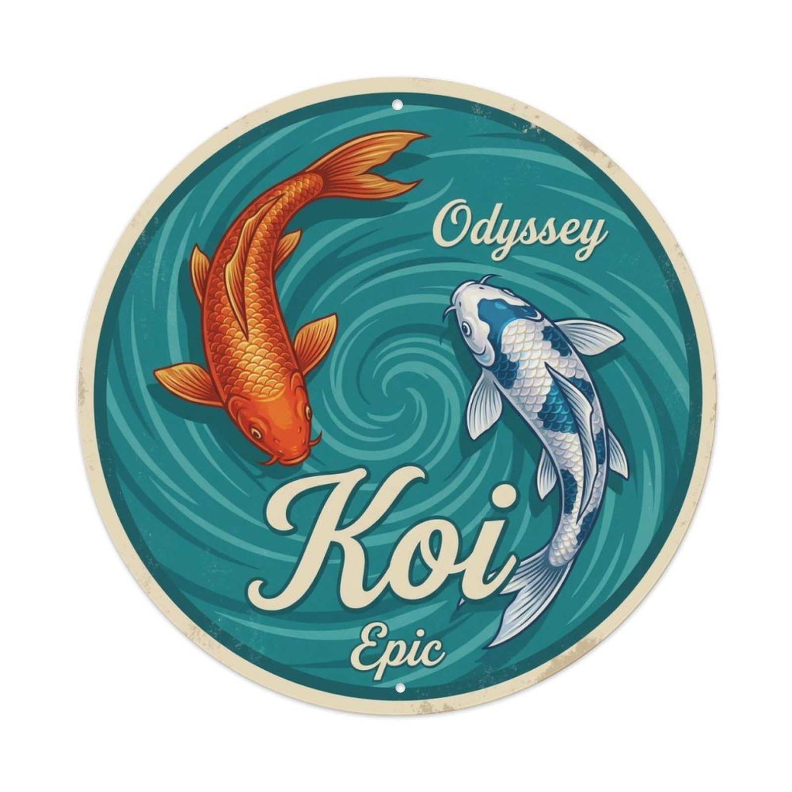 Koi Fish Odyssey Epic Quest Waters Journey Adventure Long Metal Tin Sign