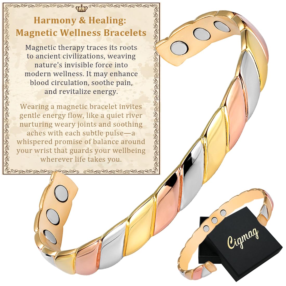 Quiges - Bracciale avvolgente in pelle grigio-beige, 60-66 cm, con charm in acciaio inossidabile placcato argento, chiusura magnetica e Acciaio inossidabile, colore: beige., cod. ELBS102
