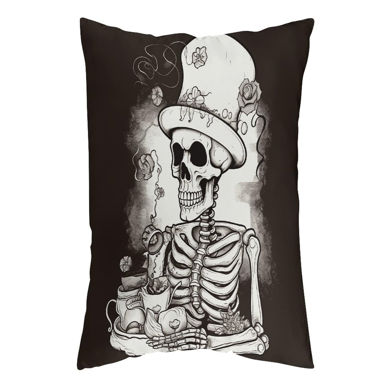 LDGSUPH Skeleton Chef Pillow Cases Soft Pillowcase with Invisible Zipper Wrinkle Resistant Pillow Covers Breathable Removable Pillow Protector for Bed Sofa Car 16 "x24