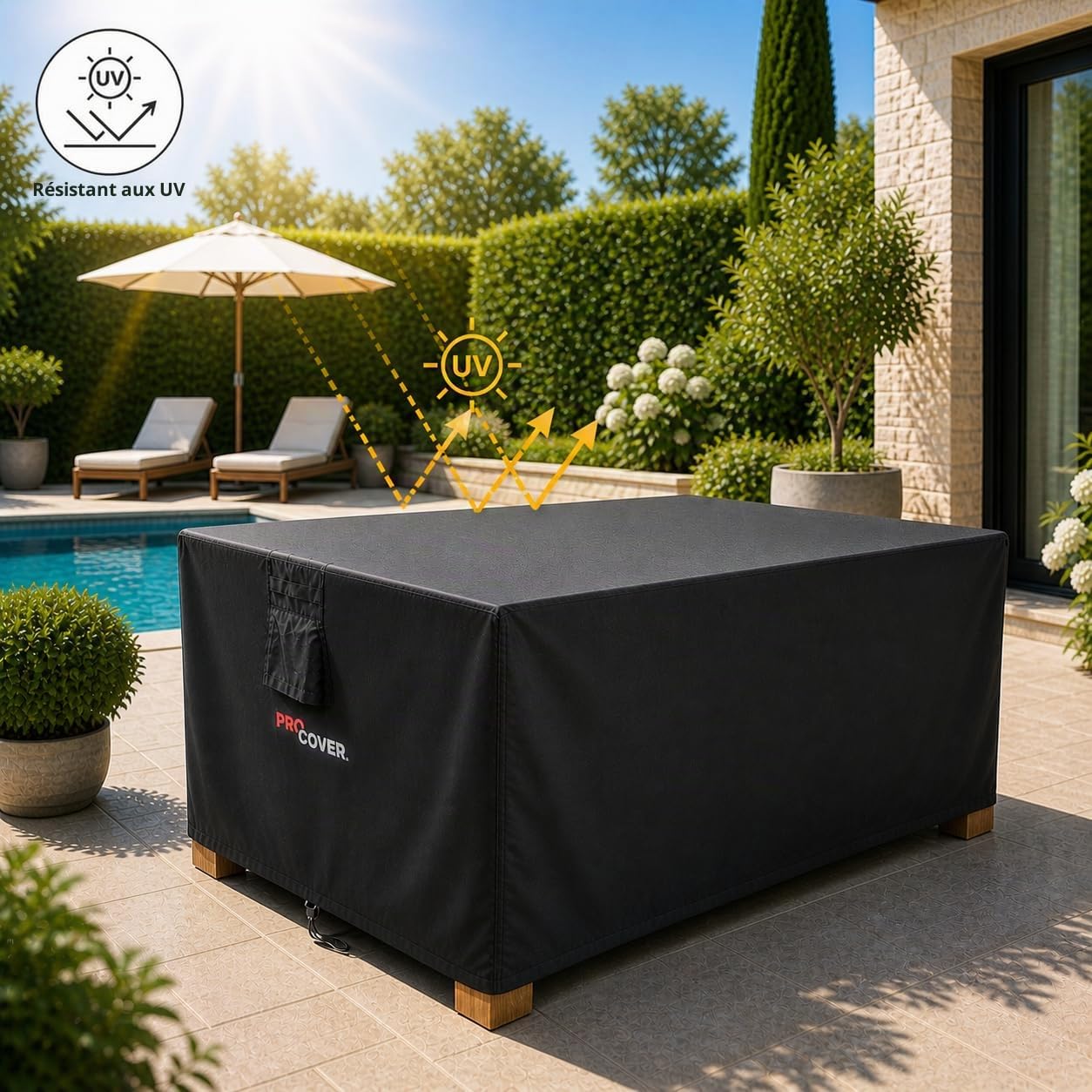 Housse Premium pour mobilier extérieur: Tissu résistant et étanche avec revêtement PVC. Épais, Durable, idéal pour Table, Salon de Jardin, Meubles, terrasse. Bâche de Protection 160x95x70cm