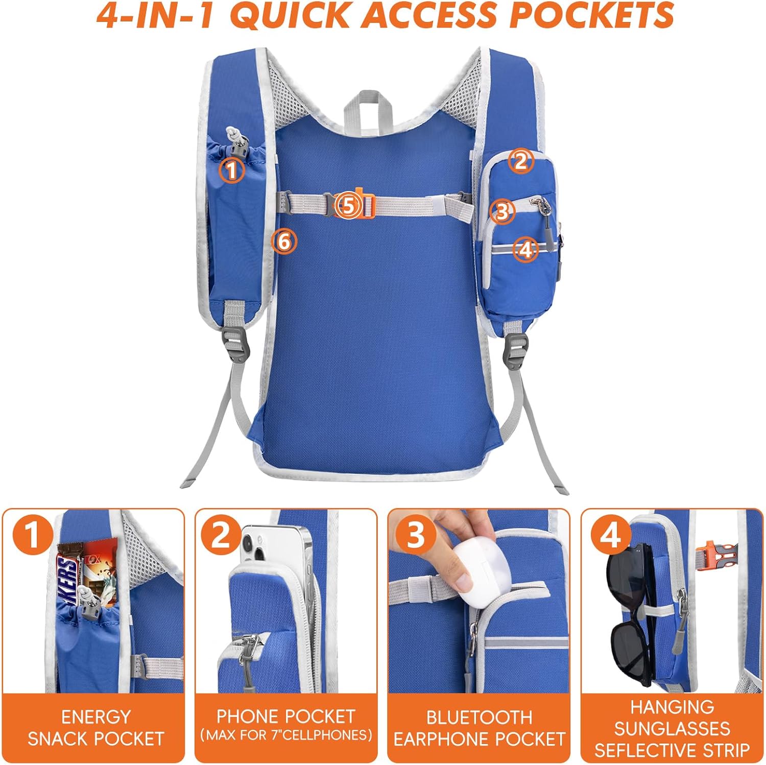 Seektop Small Hiking Backpack Expandable 12L-15L, Lightweight Packable Waterproof Daypack with Phone Pocket for Women Men