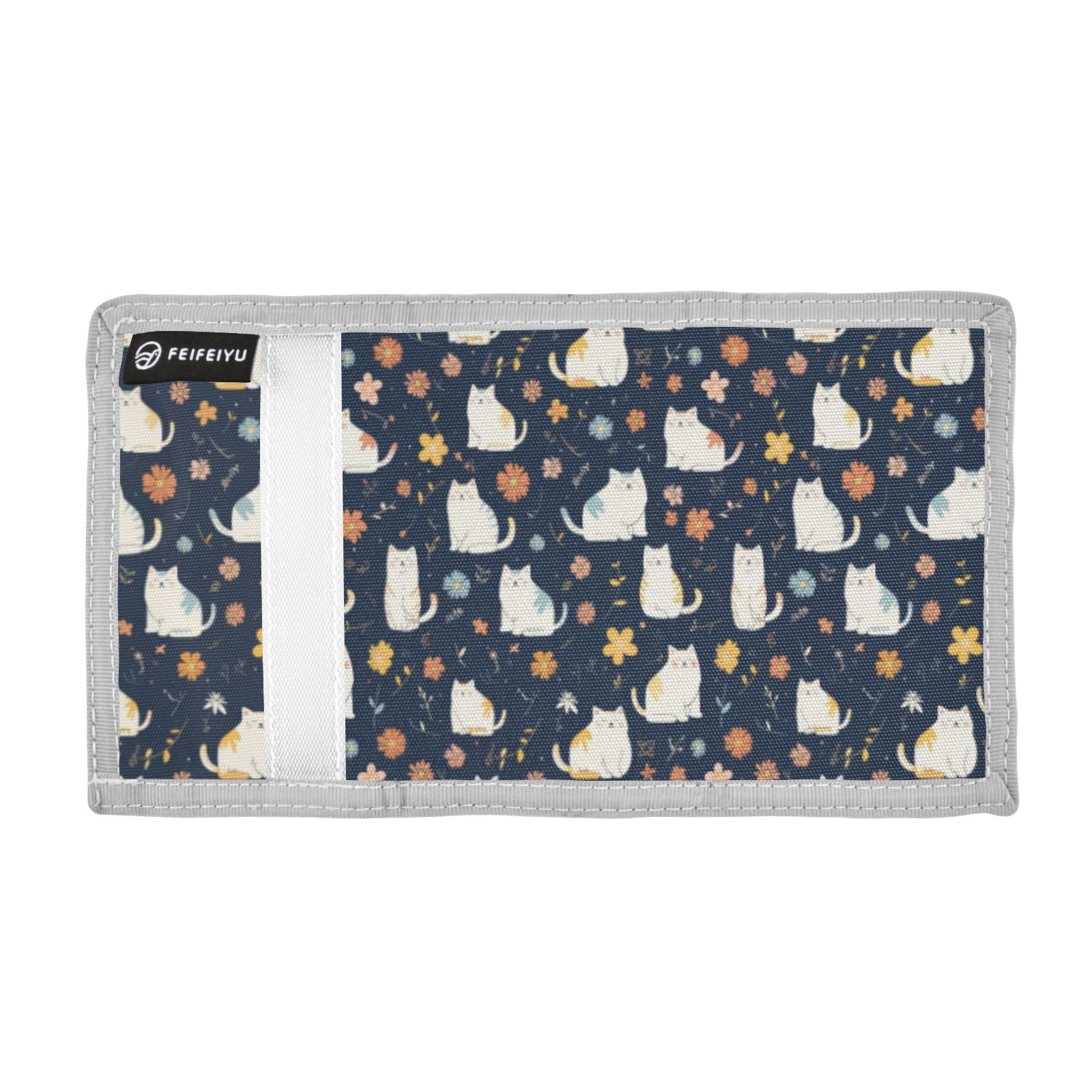 Wusikd Cat Flower Kids Wallet for Boys Girls Cartoon Toddler Trifold Wallet Novelty Wallet for Teens Women Men