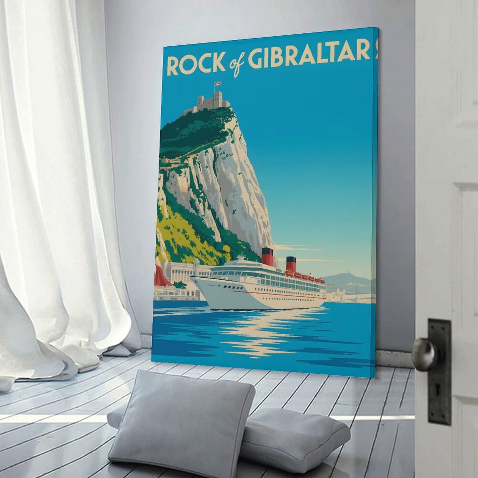 Junmoney Room Decor Wall Art Rock of Gibraltar Travel, 24x36inch(60x90cm), for Gallery Wall Decor And Room Displays, An Easy Match for Collected Prints