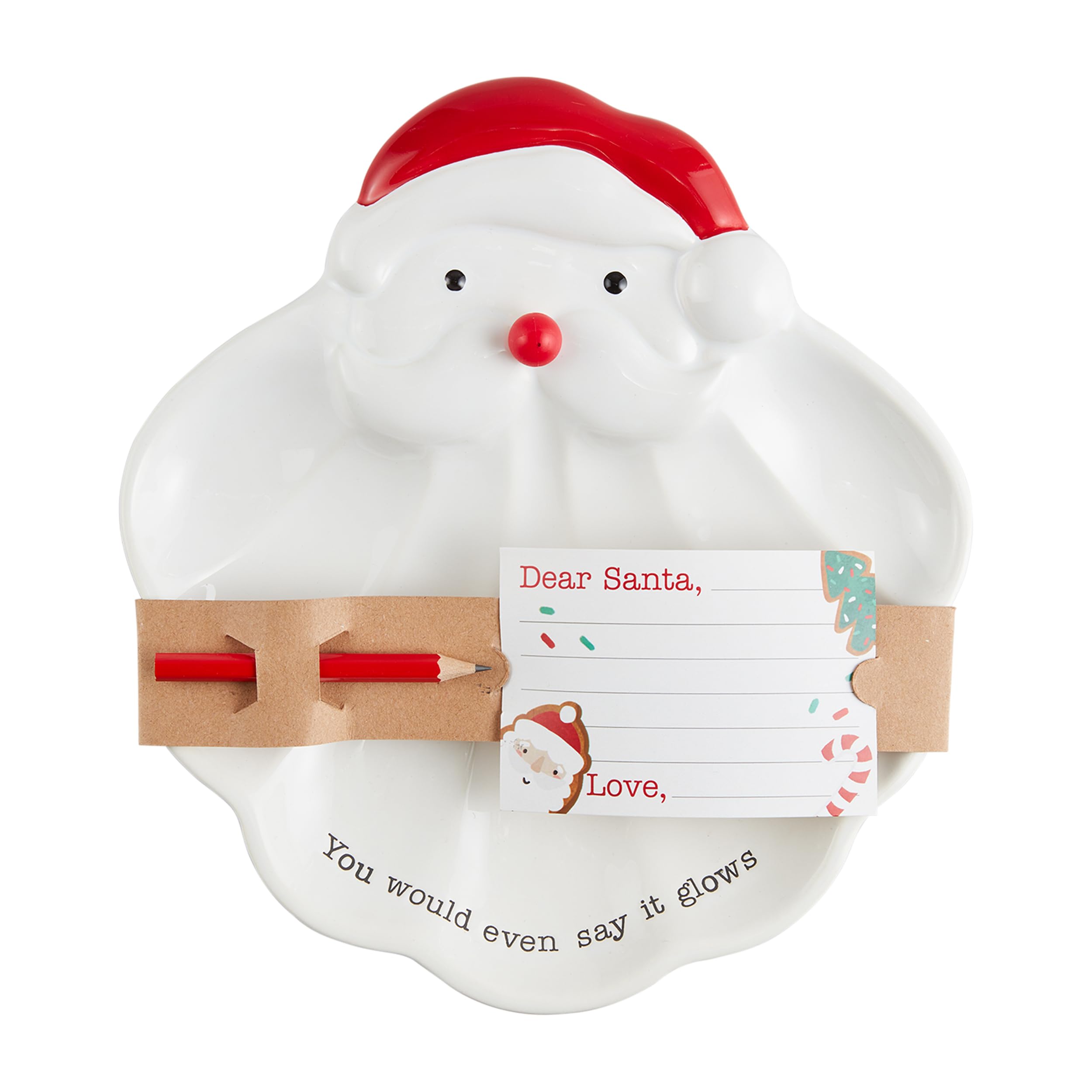 Mud PieLed Santa Plates, card 2 3/4" x 3 1/2" | pencil 3 1/2", WHITE