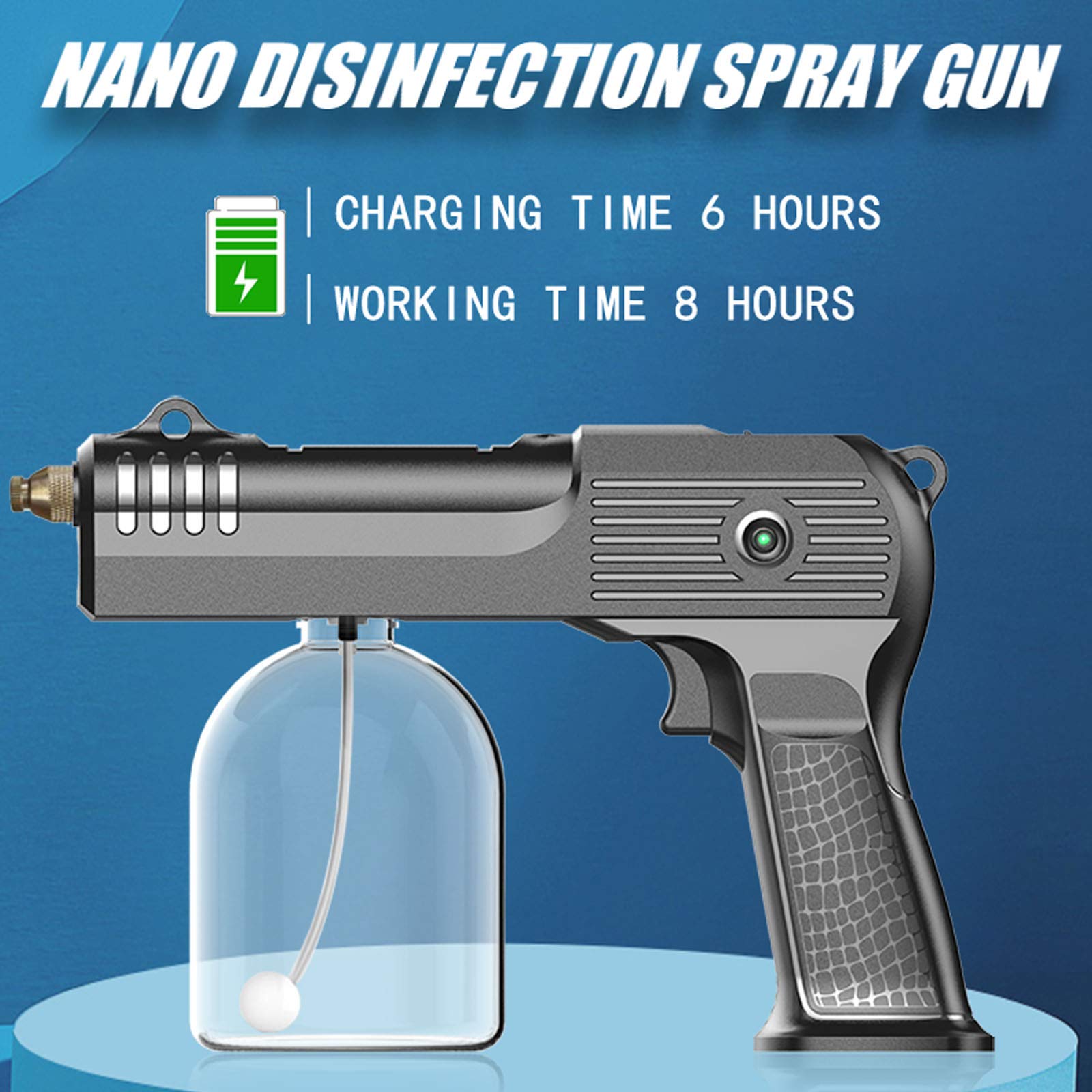 Nebulizzatore portatile, 4 ugelli, spray disinfettante senza fili, alimentato a batteria 4000Mah, pistola a spruzzo Nano Blu-ray per casa, ufficio, hotel, auto, viaggi,Bianca