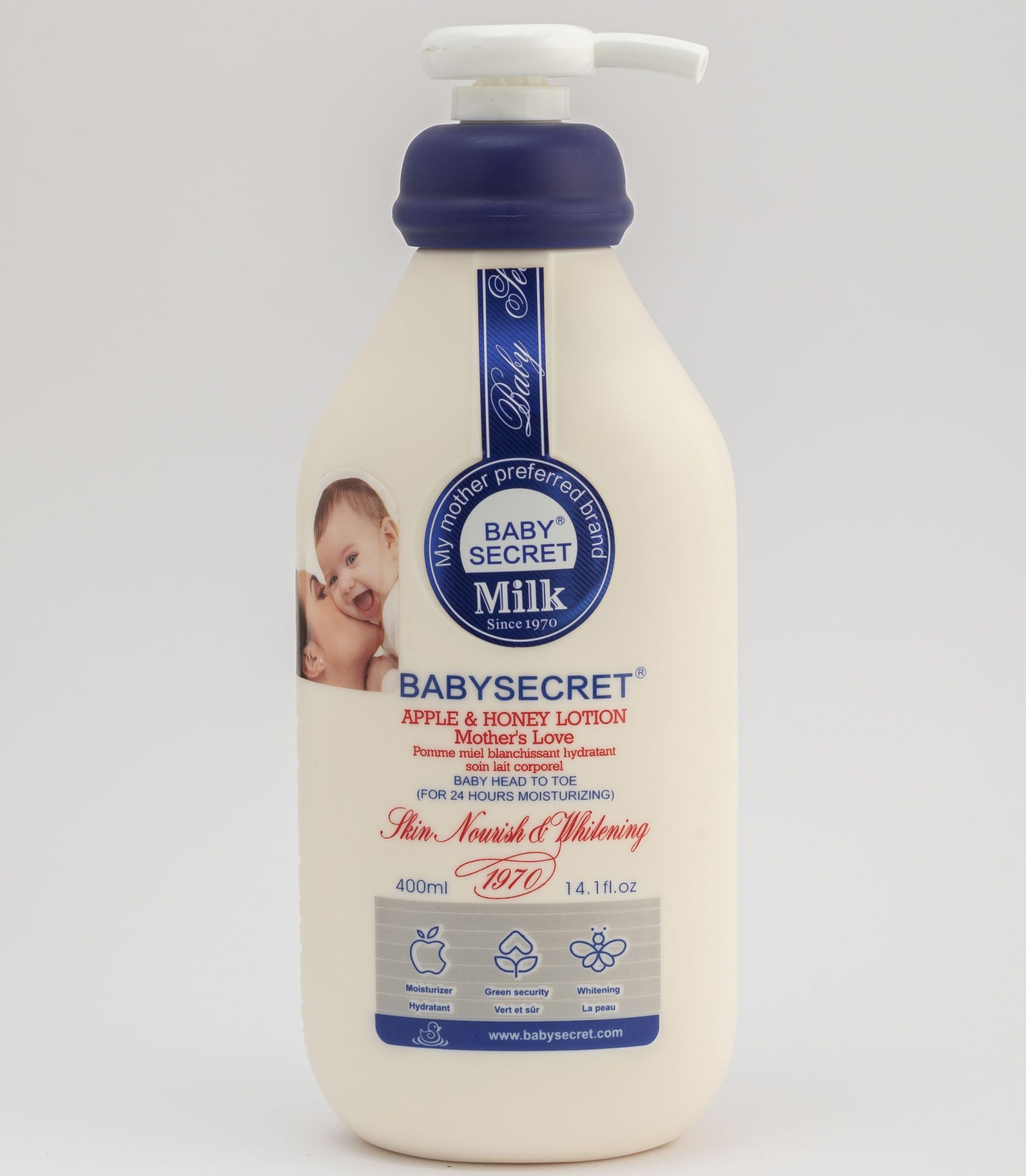 Baby Secret Apple & Honey Lotion, 24 Hours Moisturizing Body Milk, 400ml, Head to Toe Baby Care, Skin Nourish & Brightening