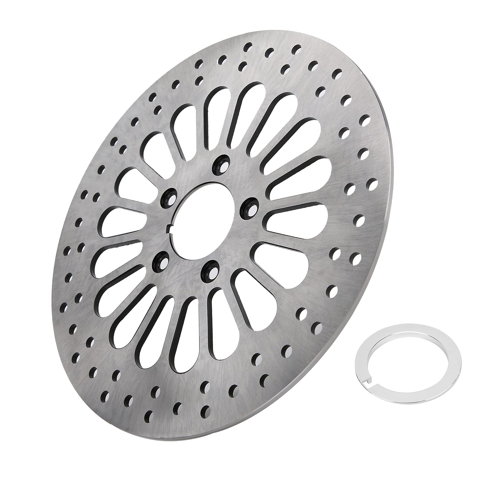 Qqmora Disco de Freno Delantero de Motocicleta de Repuesto de Acero Inoxidable para Touring 2000-2007, Diseño de 5 Orificios, Diámetro Exterior de 11,5 Pulgadas, Diámetro Interior de 2,3 Pulgadas