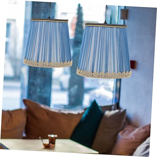 Miniatura 7 de Pantalla plisada azul oscuro, pantalla de tela, pantalla de lámpara pequeña, pantalla de campana real, pantalla de tela de repuesto para lámpara de