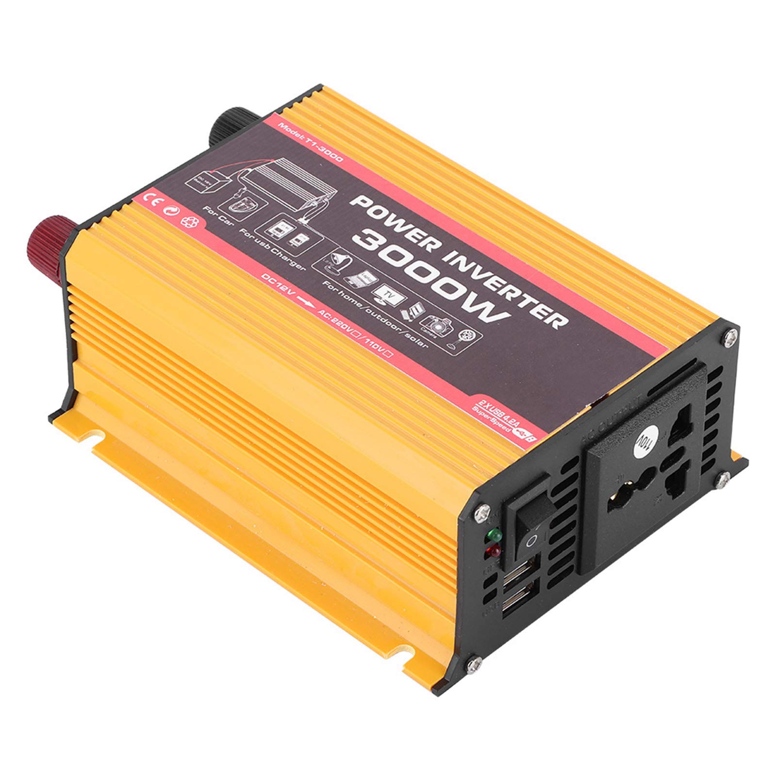 KIMISS Car Inverter 3000W Dual USB Auto Power Converter Trasformatore a onda sinusoidale modificata(AC 110V)