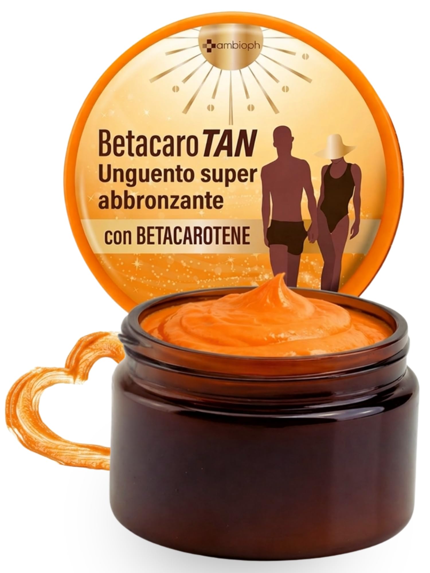 CREMA ABBRONZANTE CORPO Accelleratore abbronzatura con Betacarotene per abbronzatura forte, con Vitamina E Olio di Ricino e Olio di Mandorle Dolci. Attivatore Abbronzatura, Ambioph