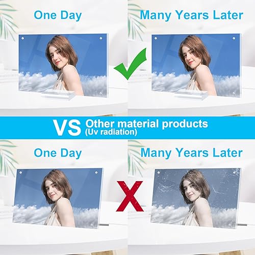 Miniatura 5 de JUOIFIP Paquete de 5 marcos de fotos de acrílico transparente de 6 x 8 pulgadas, marcos magnéticos con caja de regalo, marcos de fotos acrílicos de