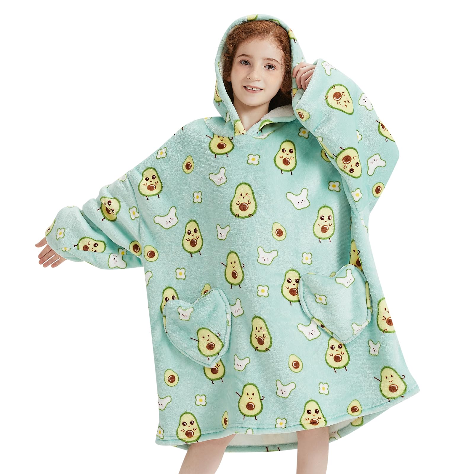 Fiosnow Avocado Blanket Hoodies for Kids 6-13YR Oversize Wearable Blanket Hoodies for Boys Girls Teens