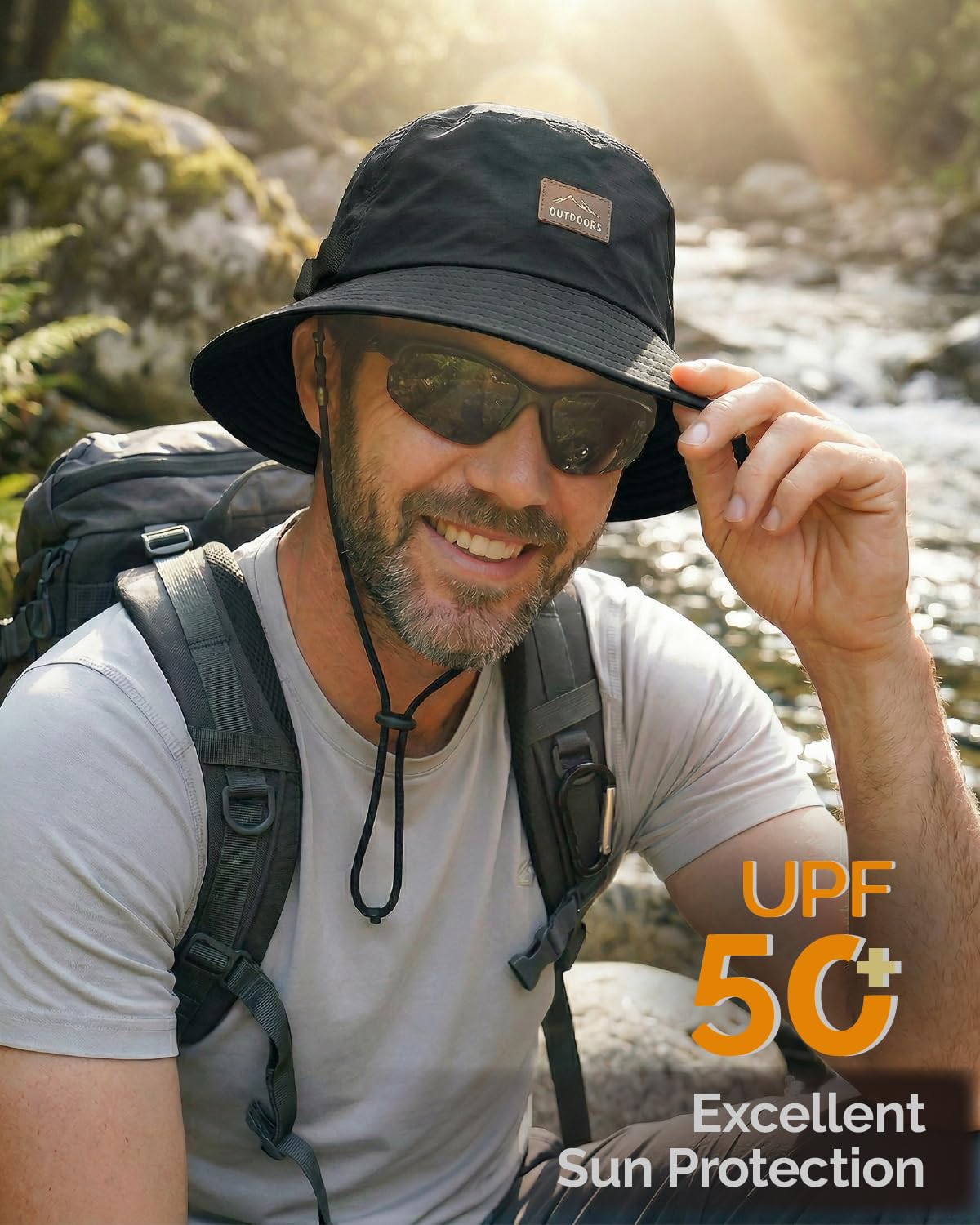 Hat Hut Sonnenhut für Herren, UPF 50+, Atmungsaktive Cooling Fischerhut, Leicht Bucket Hat für Outdoor Wandern Angeln