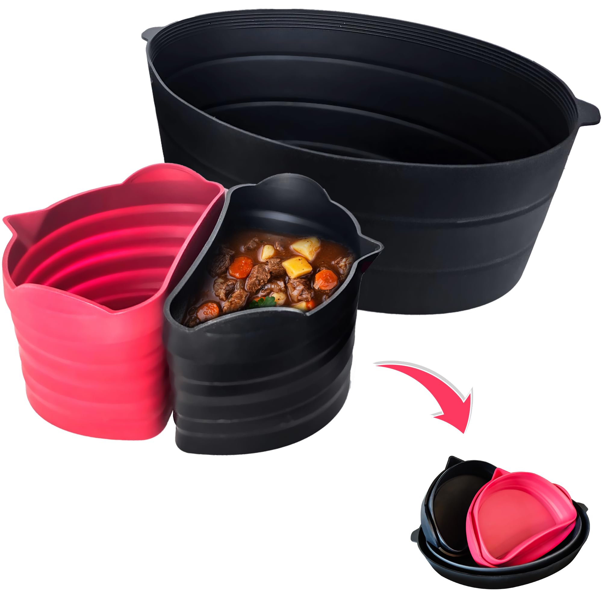 3 pcs BUNDLE: Crock Pot Liners Silicone & silicone crockpot divider, Food Grade, BPA- Free, Easy to clean, Crockpot liner Reusable, leakproof & dishwasher safe crockpot liners 7qt-8qt.