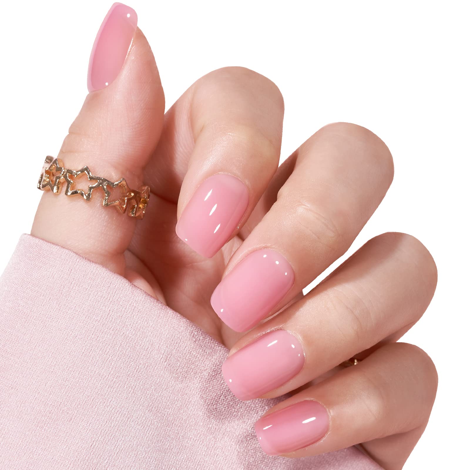 Press On Nails Short BTArtbox Jelly Square Fake Nails with Nail Glue