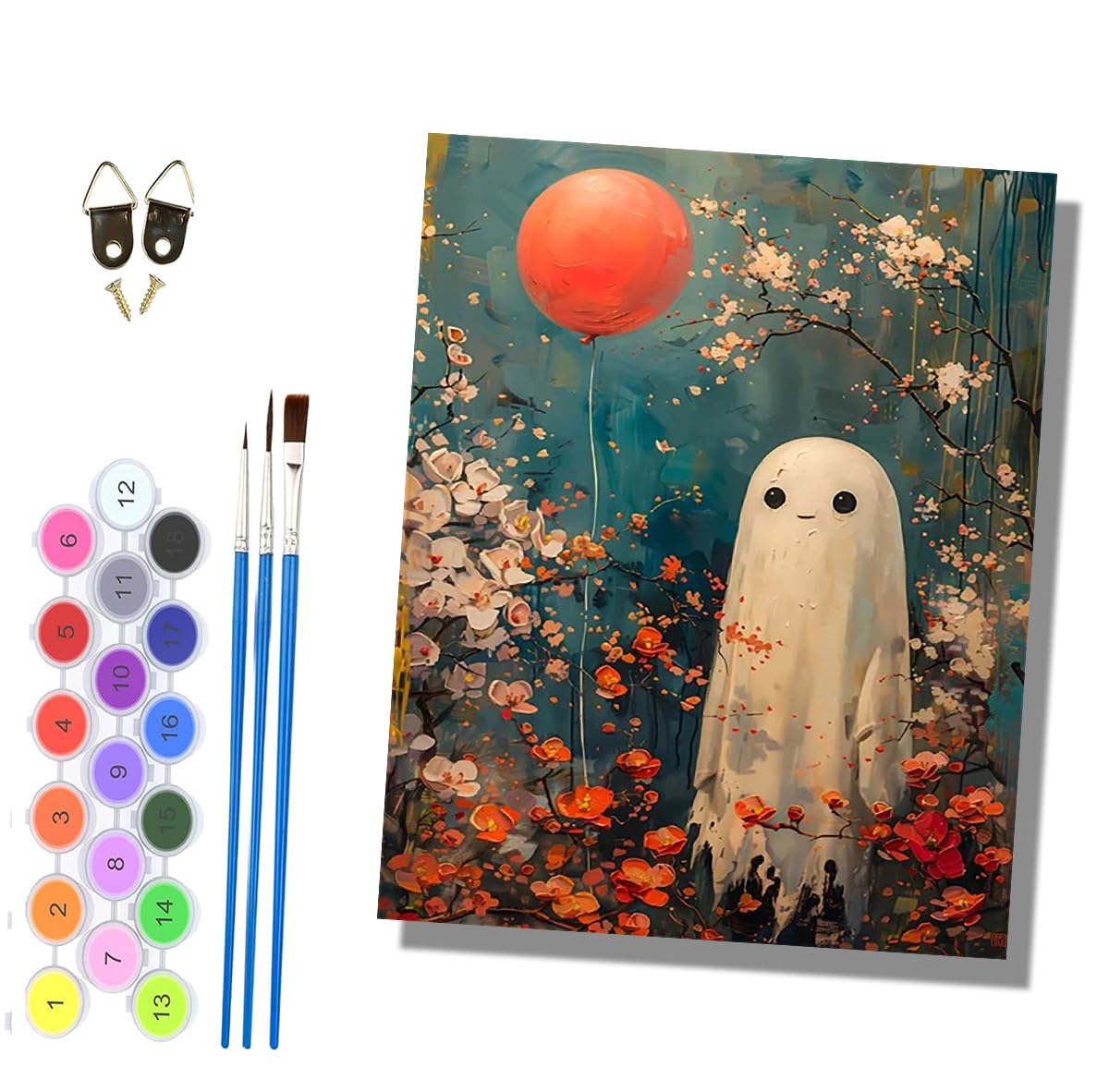 HONGPZH Paint by Numbers for Adults and Beginner Painting by Number Without Frame Oil Paintings on Canvas House Wall Decor 16x20in The Ghost with the Balloon