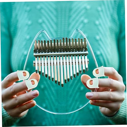 Miniatura 9 de Kisangel 2 pares de kalimba para dedo, púas para el pulgar de guitarra, protector de dedos de Kalimba, protectores de dedos de bajo, tapas de dedos