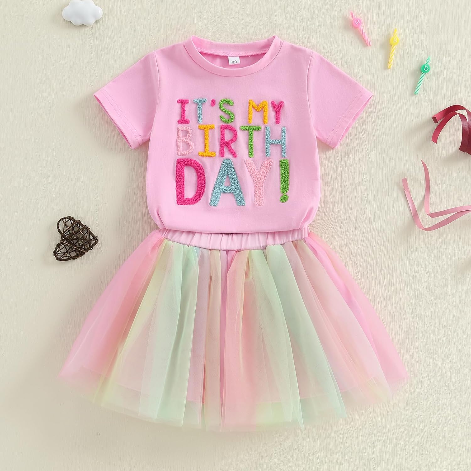 Toddler Baby Girl Clothes Strawberry Short Sleeve Shirt Cute Tutu Skirt Summer Set Little Girls Birthday Outfit - Image 3
