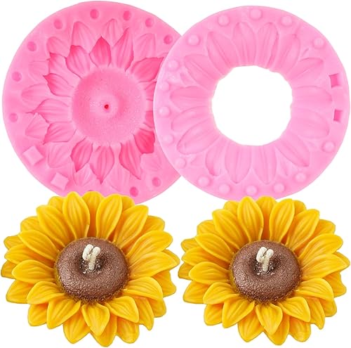 Moldes de silicona grandes de girasol 3D para decoración de pasteles, decoración de cupcakes, caramelo, chocolate, flores, jabón, vela, pasta de